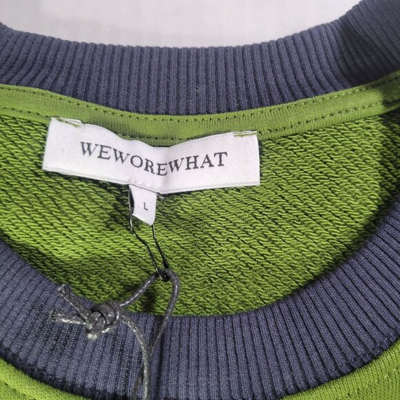 WeWoreWhat Green & Navy Cotton Crewneck Sweatshirt Size L - Picture 2 of 8